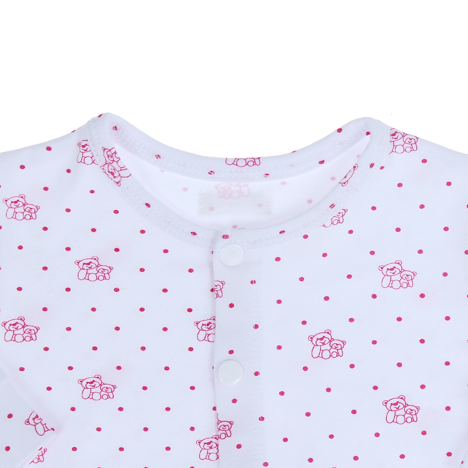 Quần áo sơ sinh cài giữa tay dài Mamago Trắng Hồng hình 2