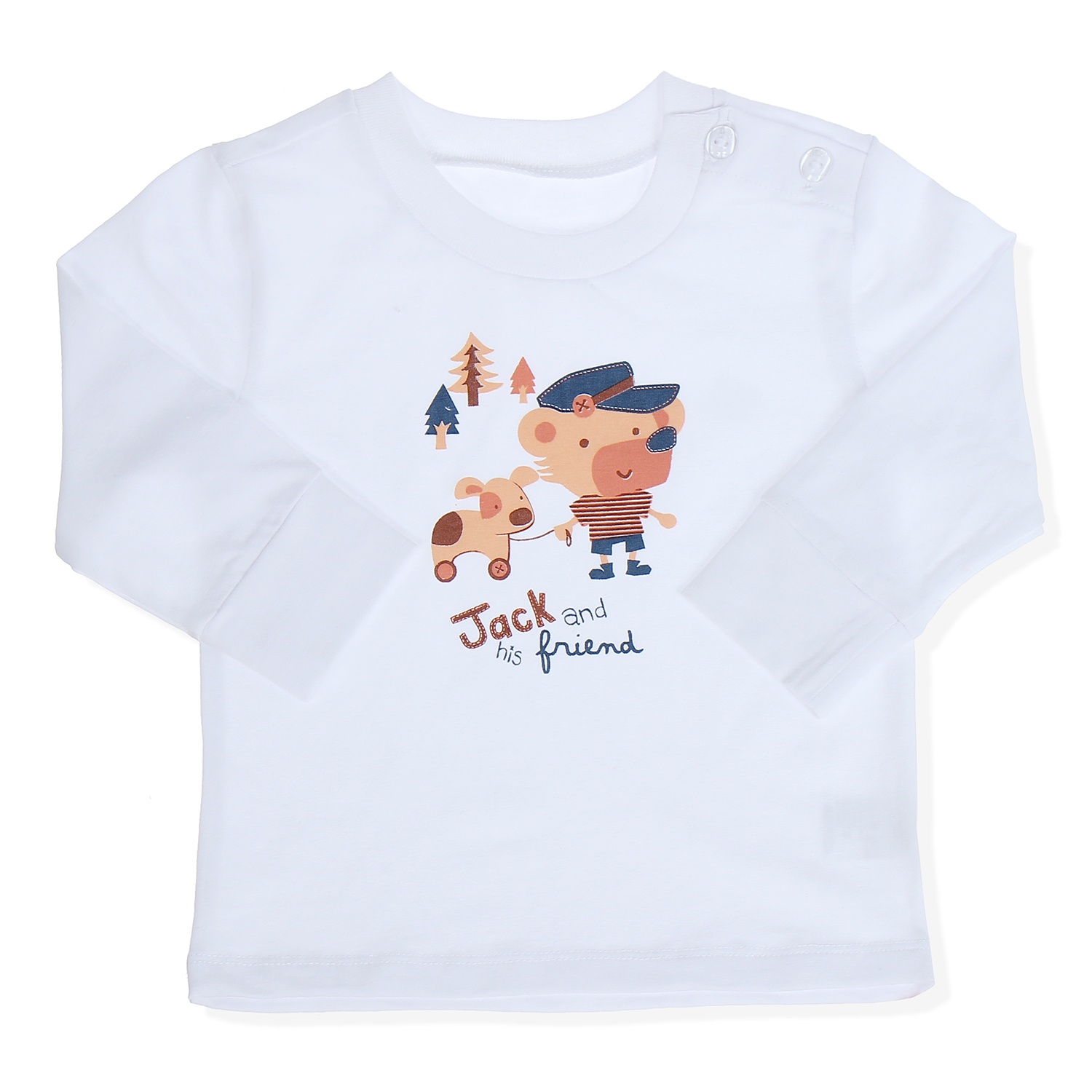 Áo sơ sinh cài vai tay dài Kiza (Trắng) hình 1