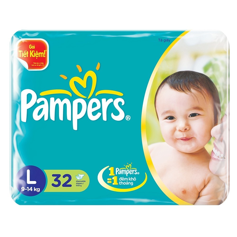 Bỉm dán Pamper size L 32 miếng dành cho bé từ 9 - 14kg Bỉm dán Pamper size L 32 miếng dành cho bé từ 9 - 14kg