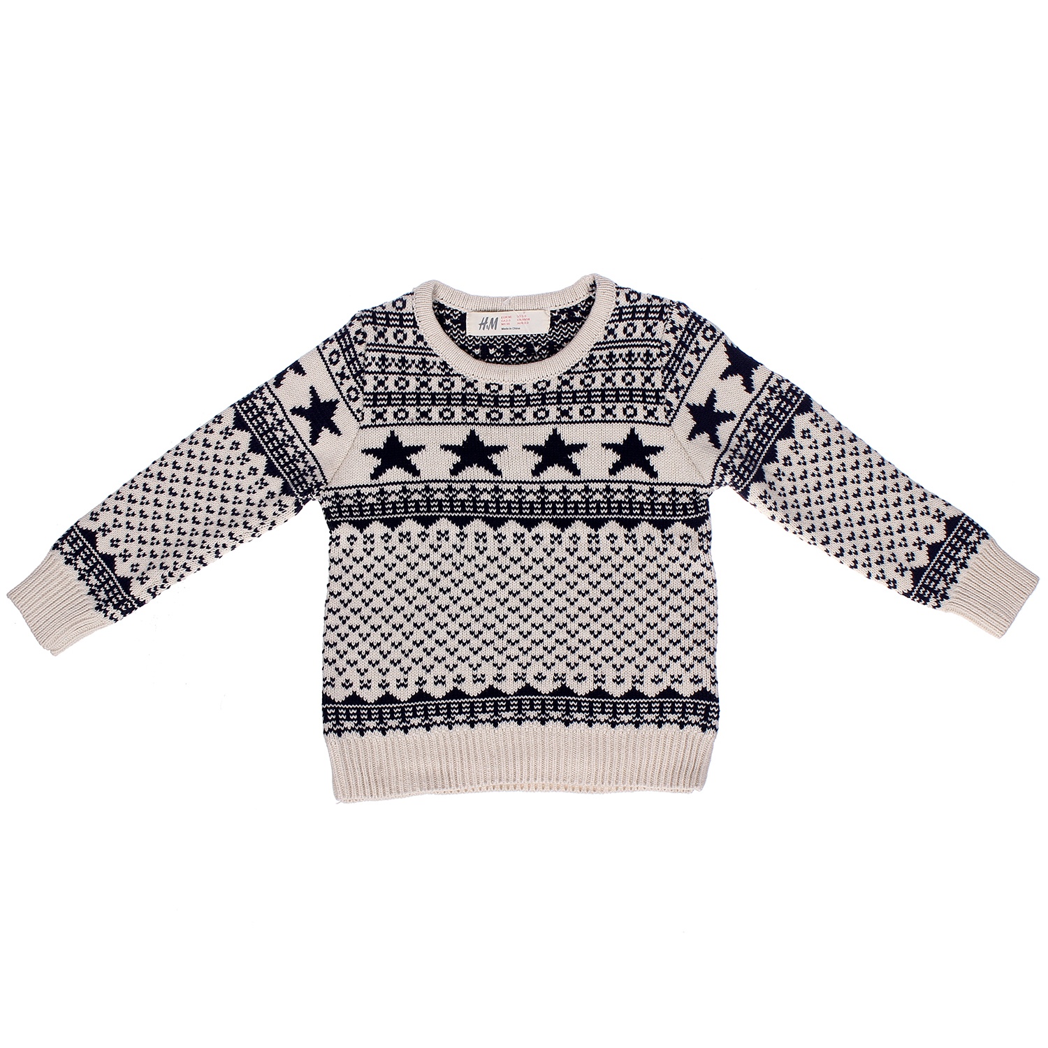 Áo len cho bé họa tiết sao đen trắng HM hình 1