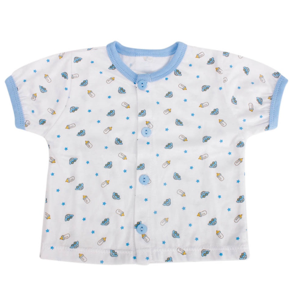 Áo sơ sinh nút giữa tay ngắn xe nôi MioMio hình 1