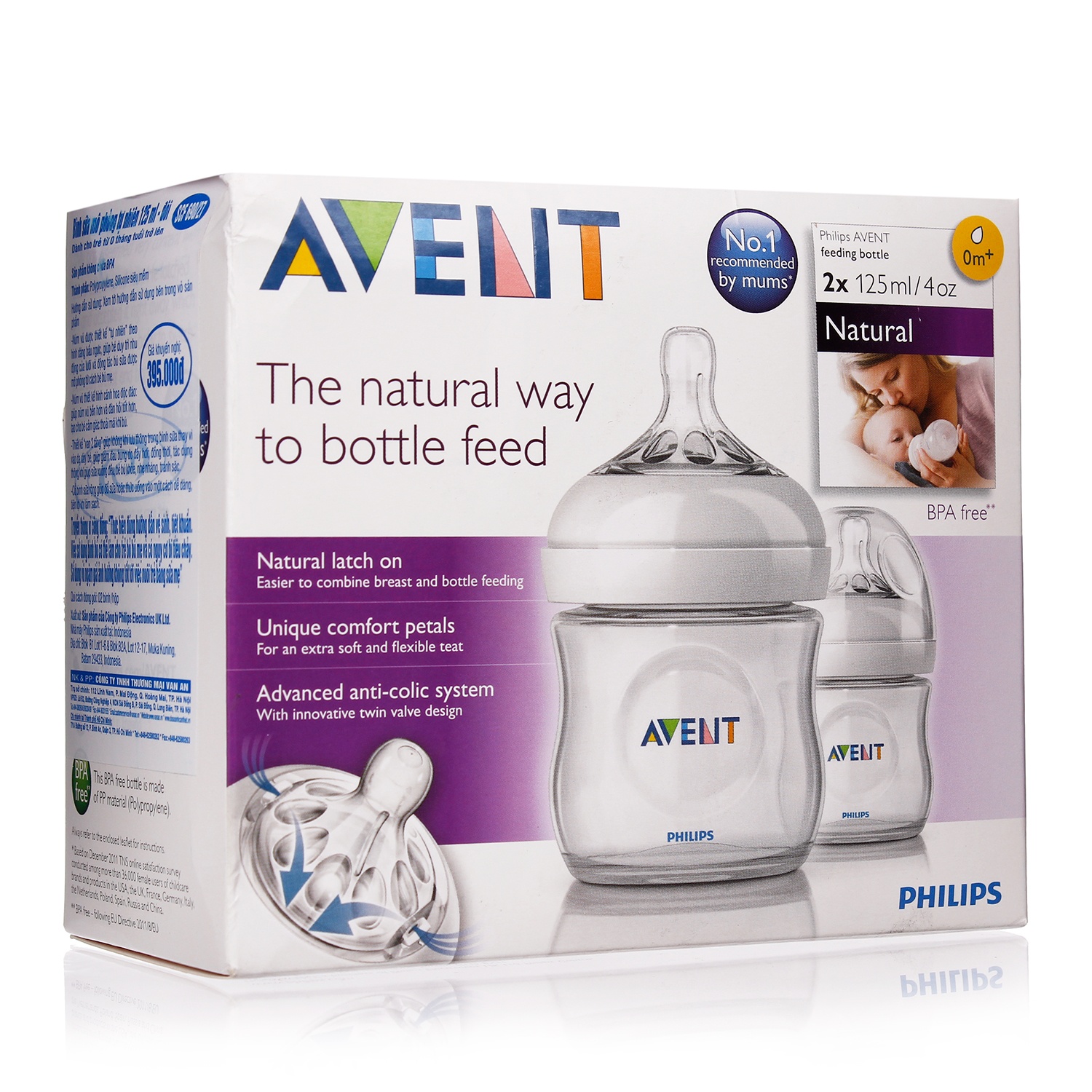 Bình sữa đôi Avent mô phỏng tự nhiên 125ml SCF690/27 hình 1