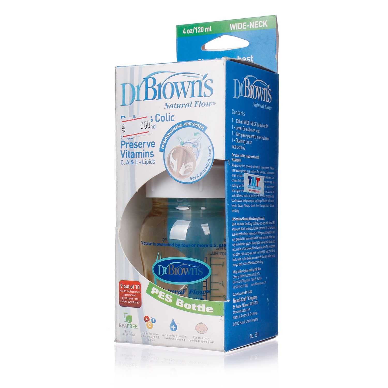 Bình sữa Dr Brown 120ml cổ rộng  hình 1