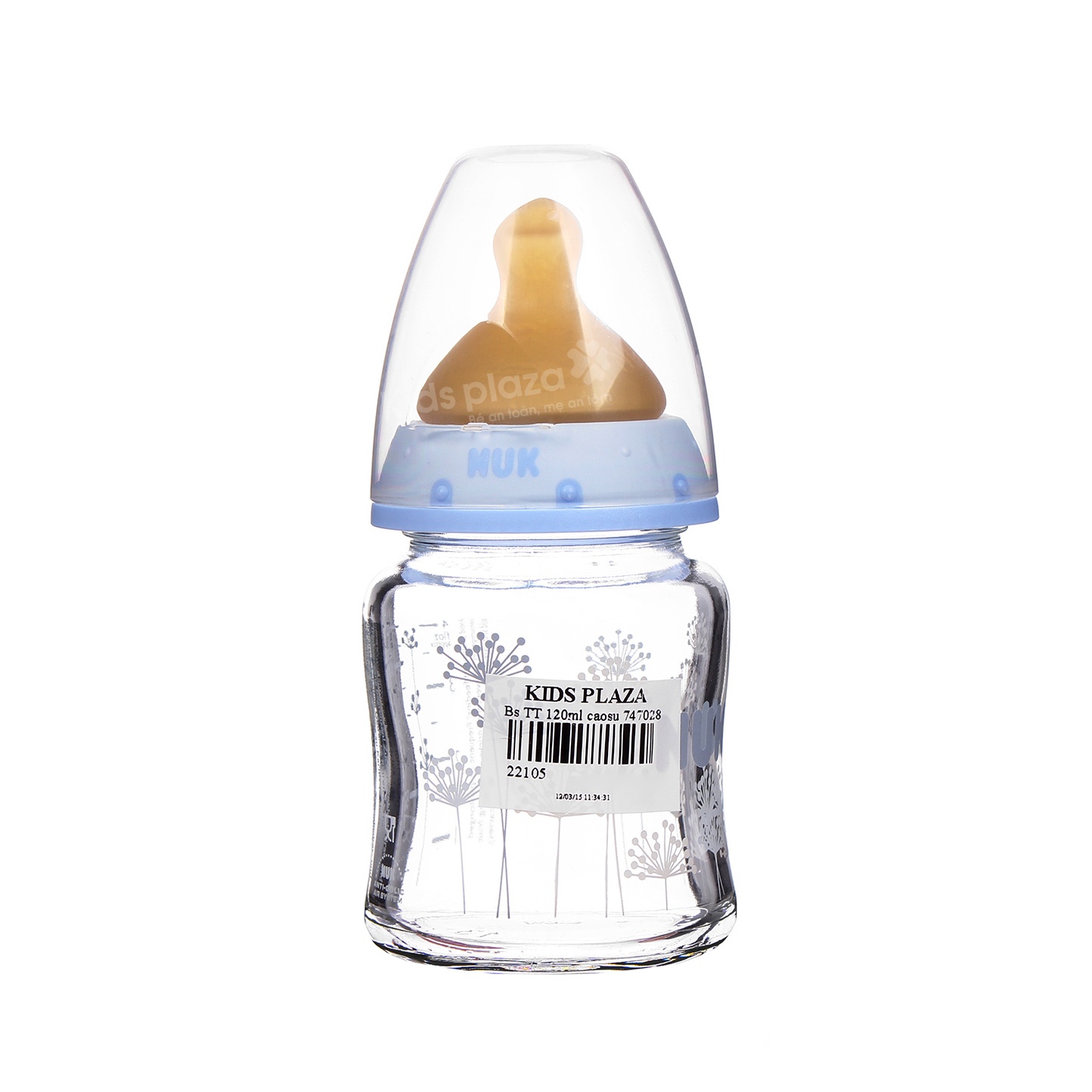 Bình sữa thủy tinh 120ml núm cao su hình 3
