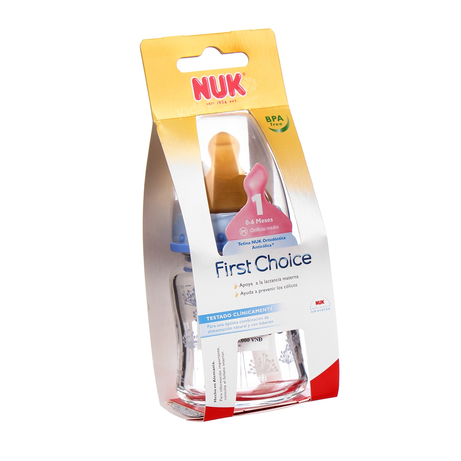 Bình sữa thủy tinh 120ml núm cao su hình 2