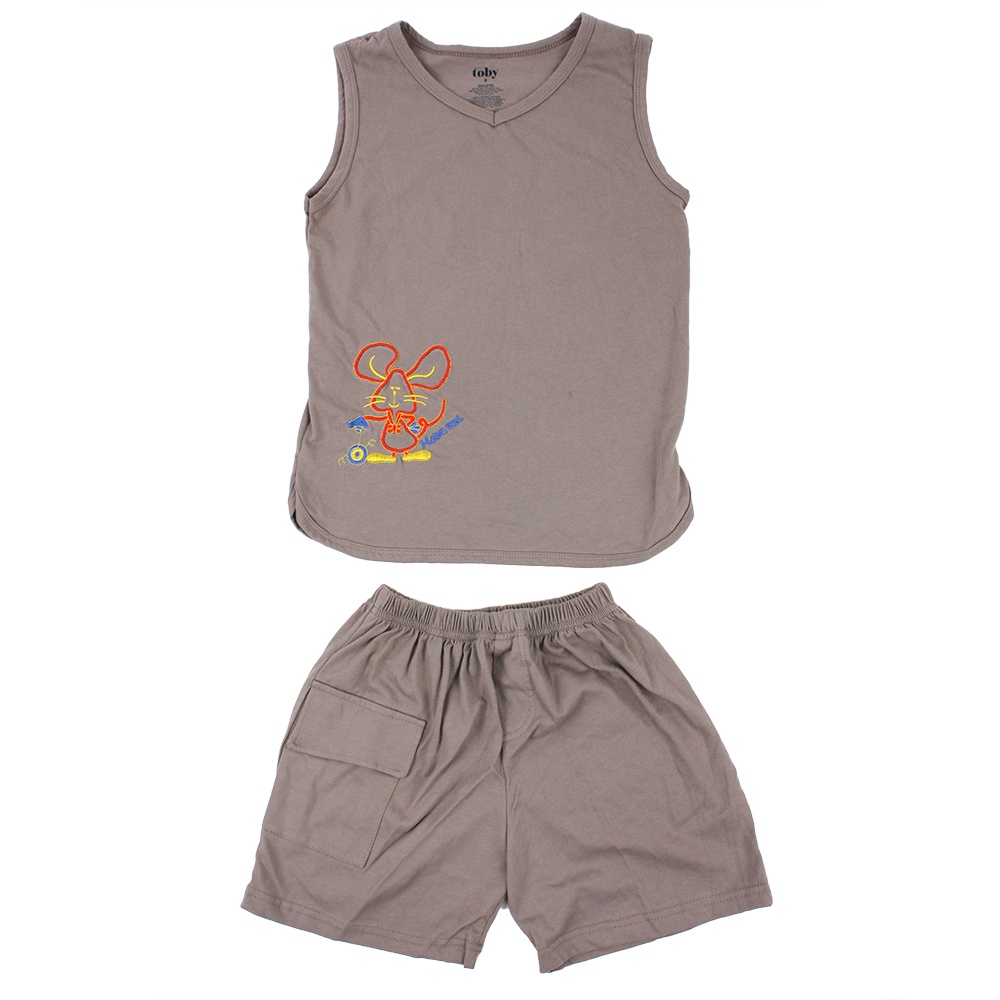 Bộ quần áo bé trai Toby thêu hình chuột hình 3