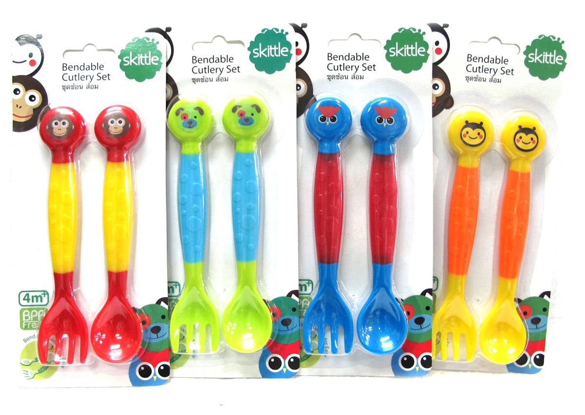 Bộ thìa dĩa tập ăn Skittle 12001 1 Bộ thìa dĩa tập ăn Skittle 12001 hình 2