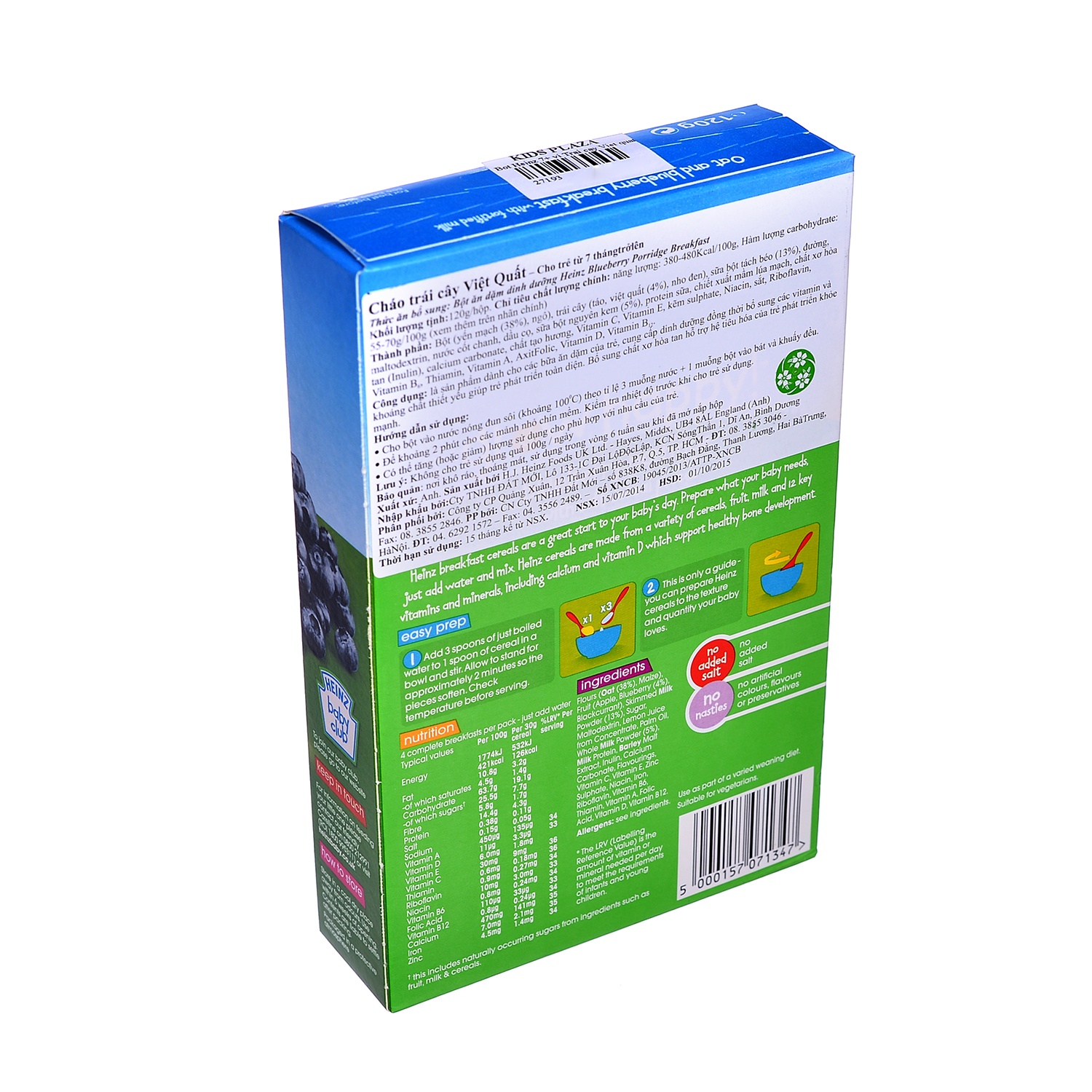 Bột ăn dặm Heinz Anh 7+ Vị trái cây Việt quất hình 2