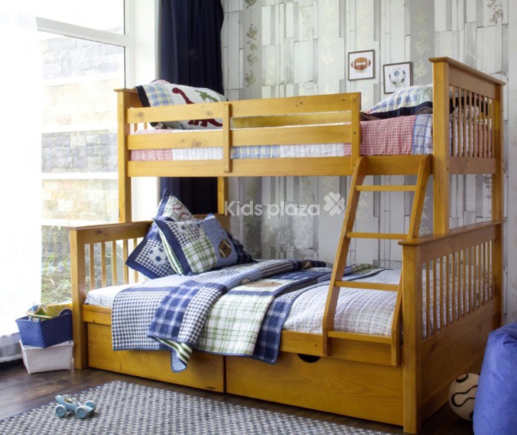 Giường 2 tầng trẻ em Russell màu nâu hình 1