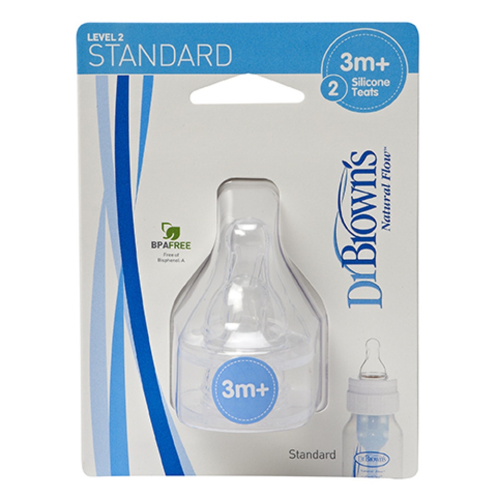 Hộp 2 chiếc núm ty cổ hẹp Dr Brown's Level 2 hình 2