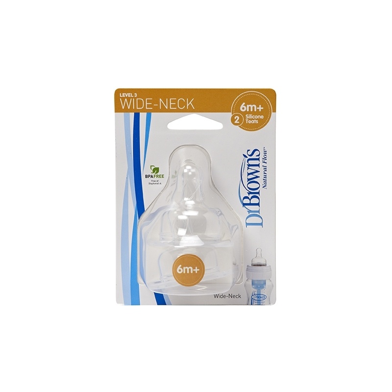 Hộp 2 chiếc núm vú cổ rộng Dr Brown's (level 3) hình 2