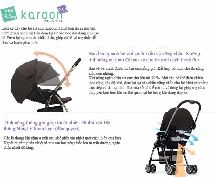 Xe đẩy Aprica Karoon PK màu đen  hình 3