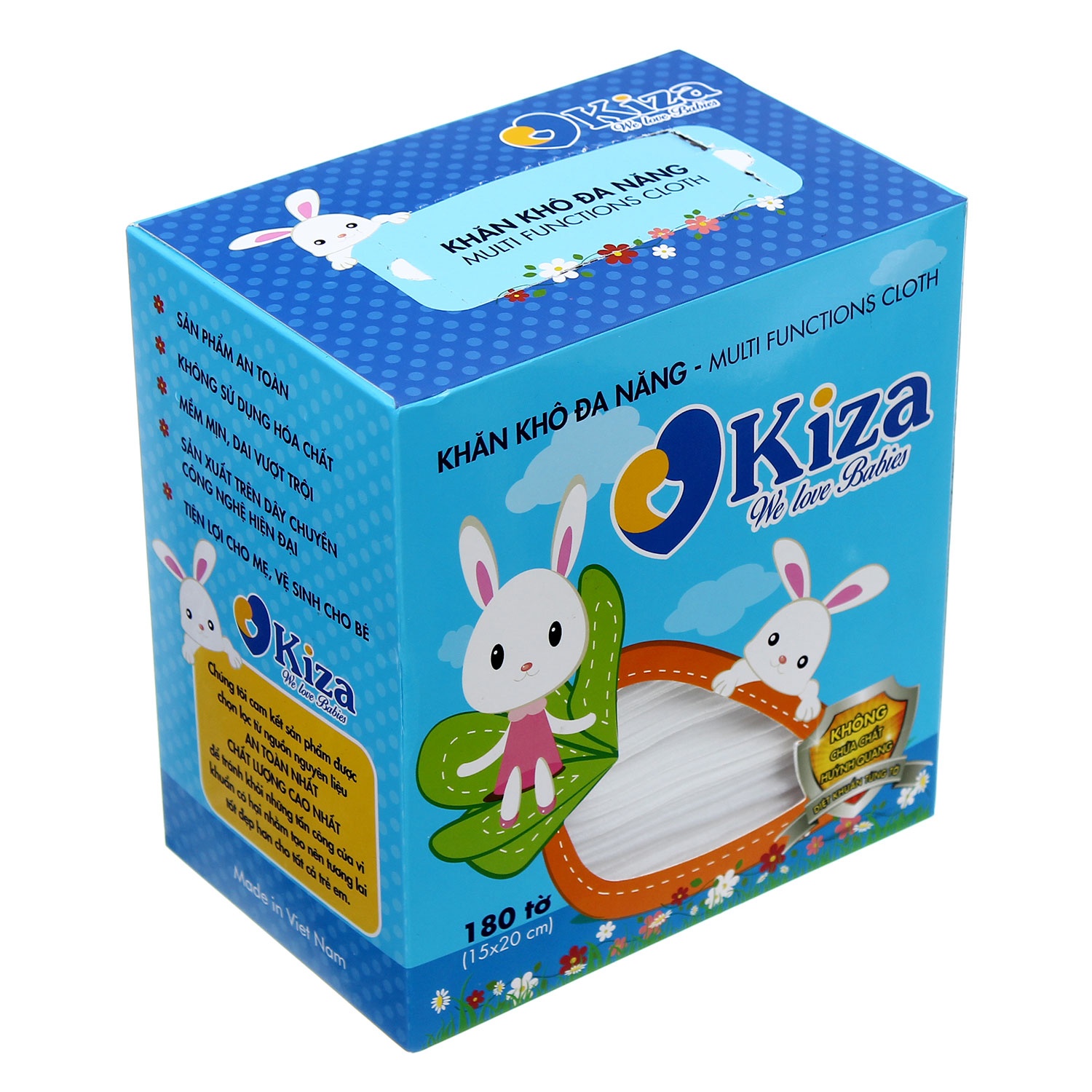 Khăn vải khô đa năng Kiza 180pcs