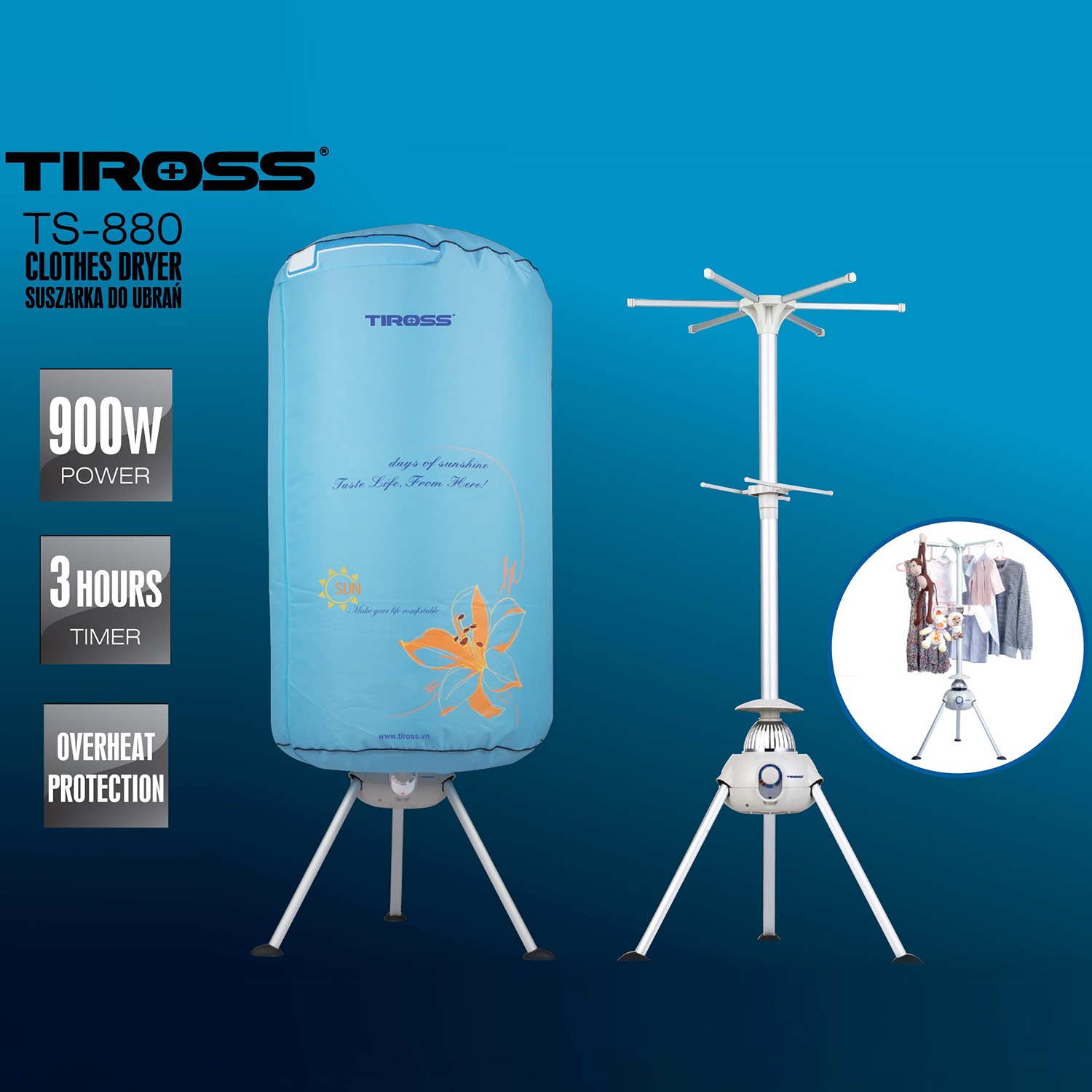 Máy sấy quần áo Tiross TS-880 hình 2