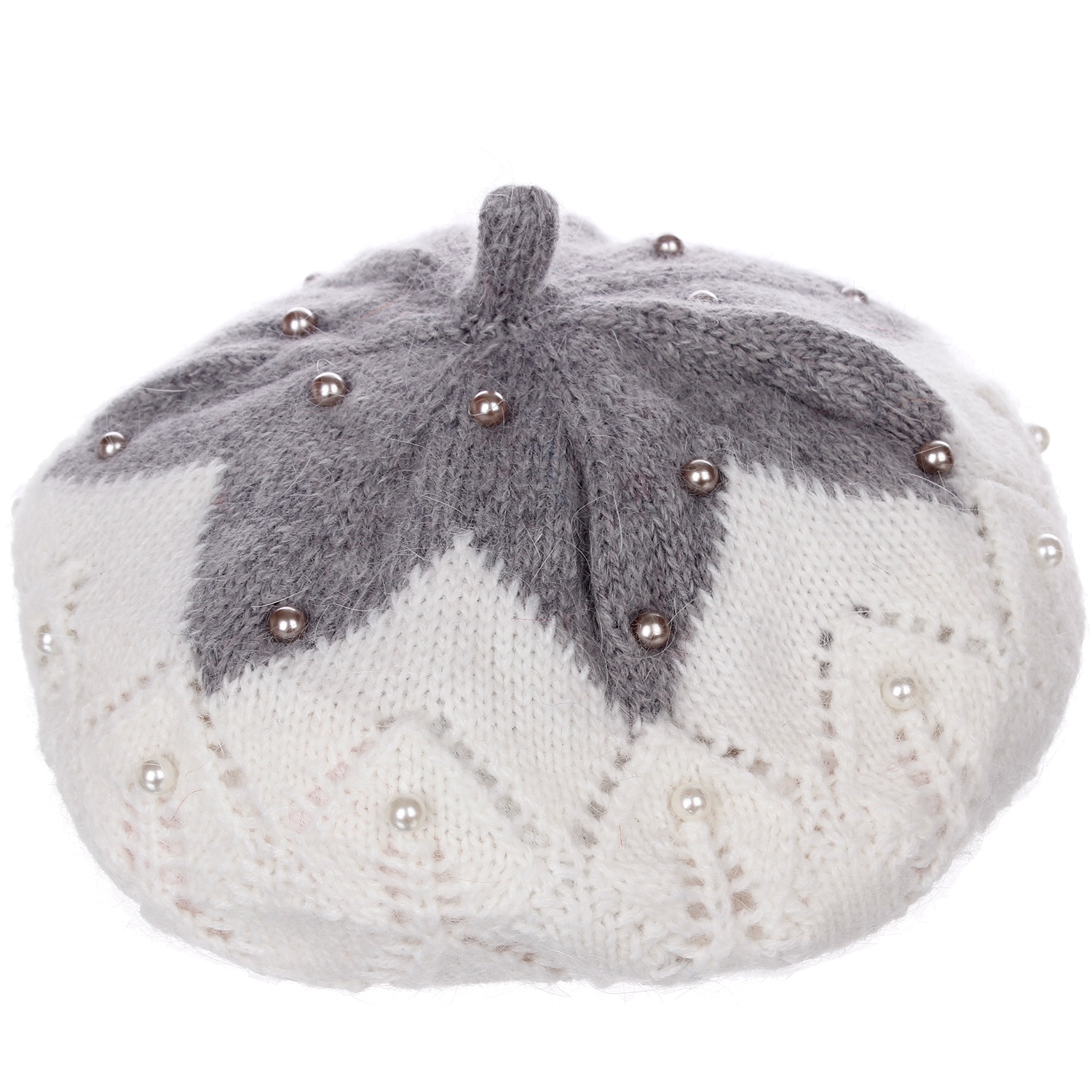 Mũ nồi len đính ngọc trai 90512 hình 3