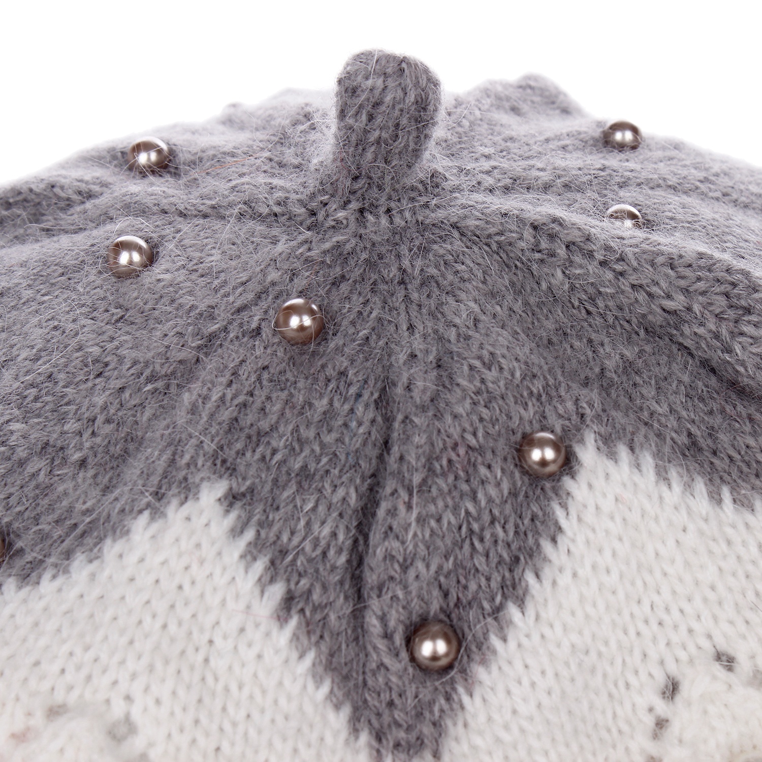 Mũ nồi len đính ngọc trai 90512 hình 2