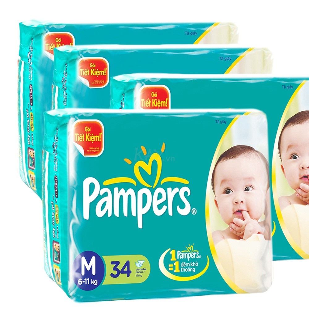 Bỉm - Tã dán Pampers size M - 34 miếng (cho bé 6-11kg) hình 1