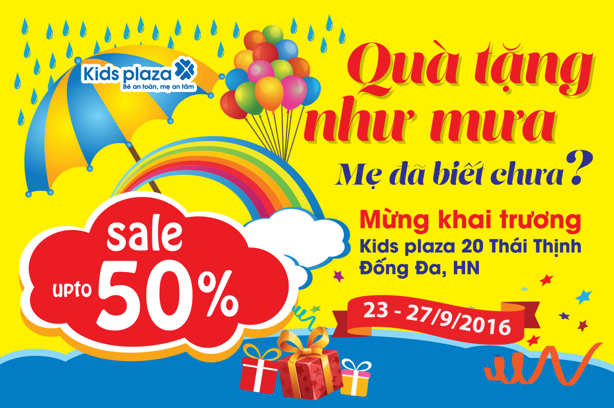 Hơn 400 sản phẩm giá cực sốc chỉ 1000 đồng cùng quà siêu khủng tại Kids Plaza Thái Thịnh