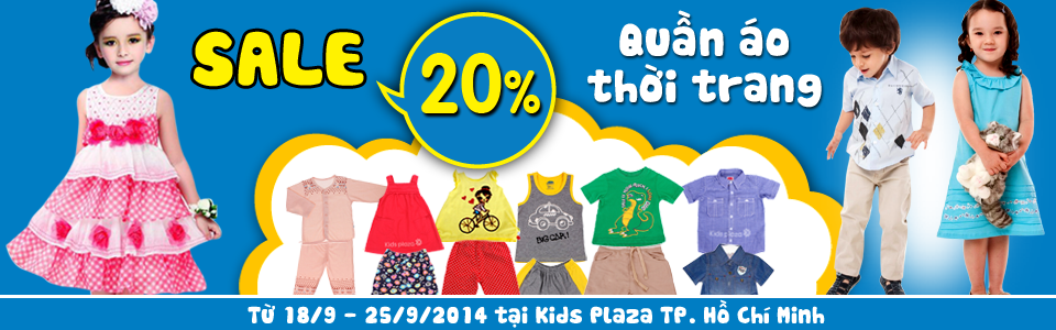 Giảm giá 20% quần áo thời trang cho bé yêu tại HCM