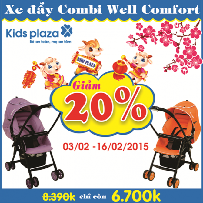 Lì xì lớn khi mua xe đẩy Combi Well Comfort tại Kids Plaza