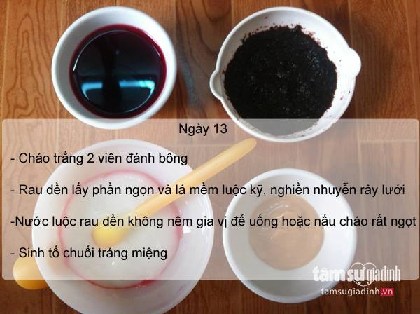 Thực đơn ăn dặm ngày 13