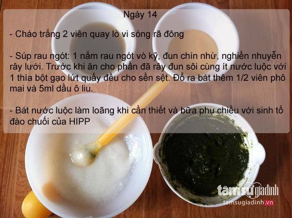 Thực đơn ăn dặm ngày 14