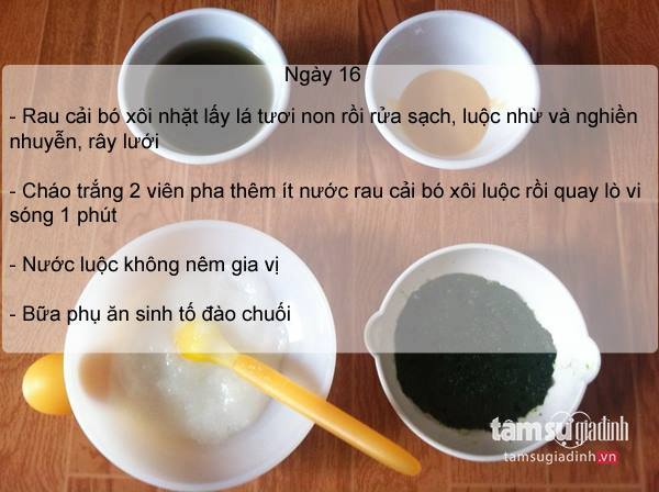 Thực đơn ăn dặm ngày 16