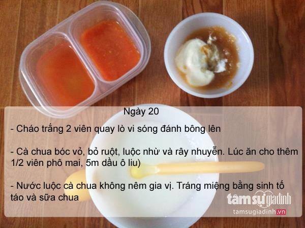 Thực đơn ăn dặm ngày 20