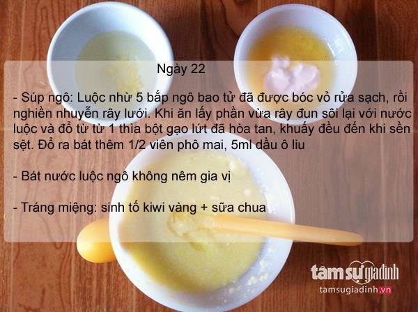 Thực đơn ăn dặm ngày 22