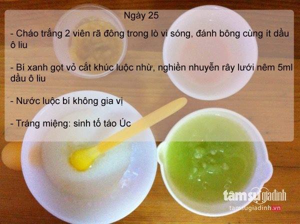 Thực đơn ăn dặm ngày 25