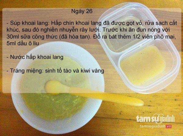 Thực đơn ăn dặm ngày 26