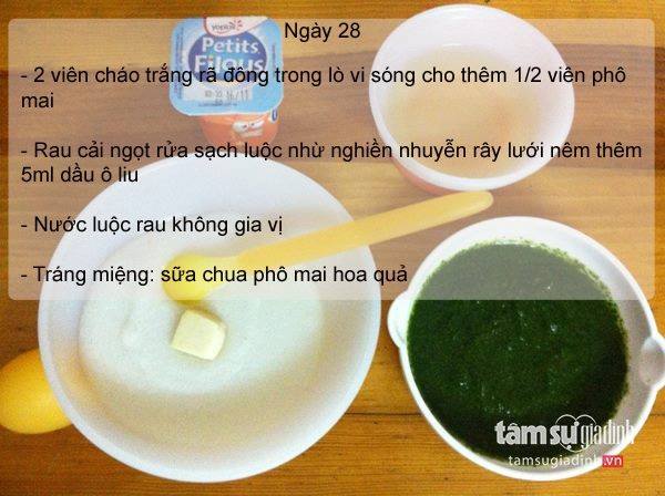 Thực đơn ăn dặm ngày 28