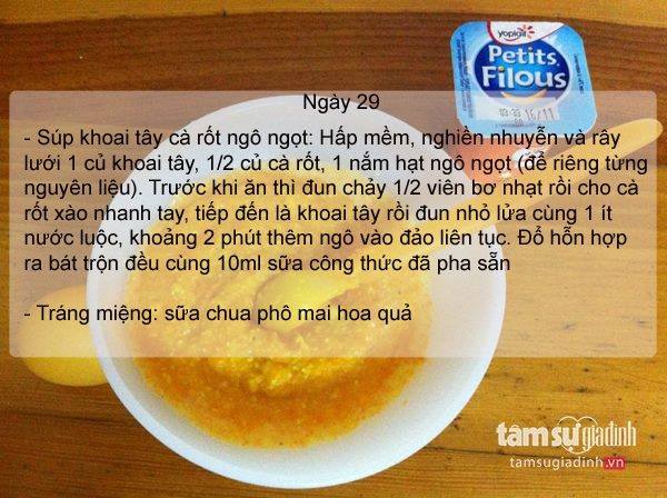 Thực đơn ăn dặm ngày 29