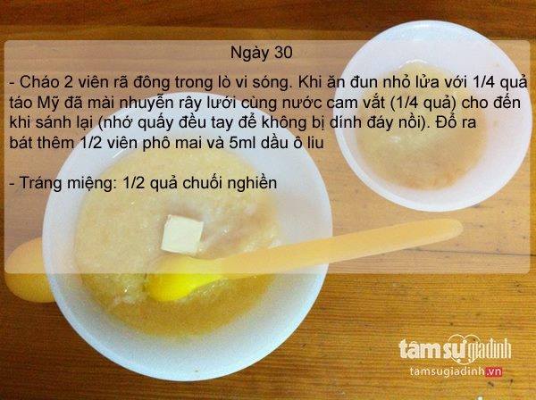 Thực đơn ăn dặm ngày 30