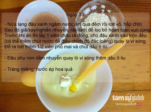 Thực đơn ăn dặm ngày 33