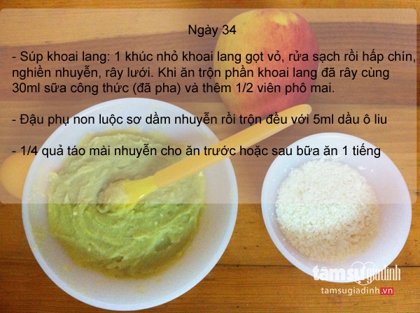 Thực đơn ăn dặm ngày 34