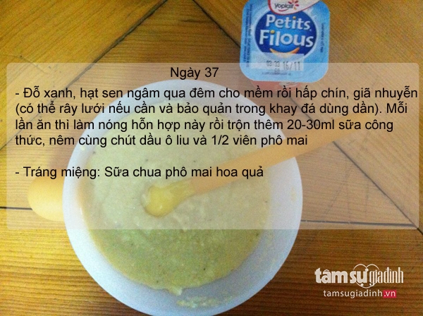 Thực đơn ăn dặm ngày 37