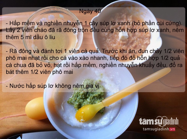 Thực đơn ăn dặm ngày 40