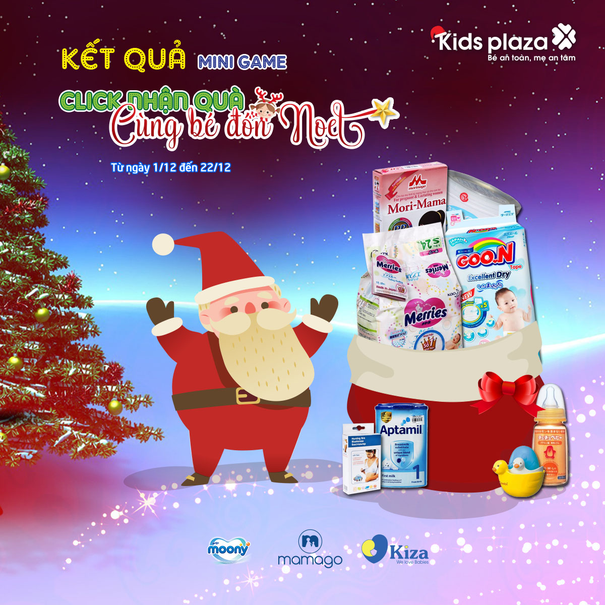 Công bố kết quả mini game “Click nhận quà – Cùng bé đón Noel”