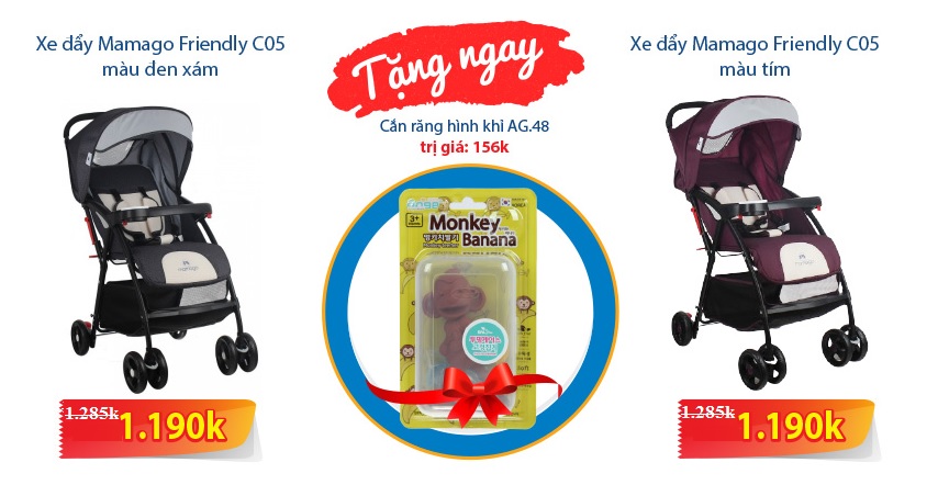 Mua xe đẩy Mamago Friendly vừa được giảm giá vừa có quà tặng