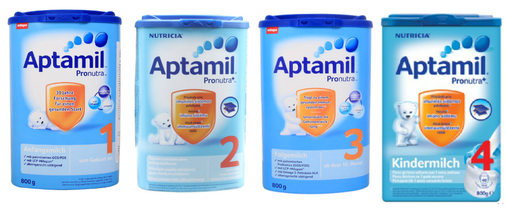 Các dòng sữa Aptamil Đức