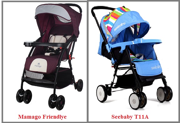 So sánh xe đẩy Mamago Friendly và xe đẩy seebaby T11 A