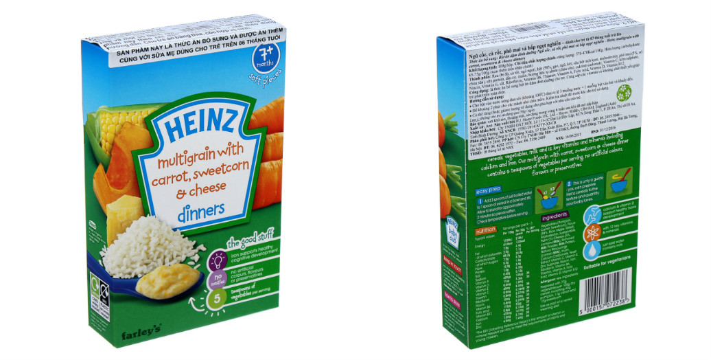 Hướng dẫn cách pha bột Heinz vị ngũ cốc, cà rốt, pho mai, bắp ngọt nghiền