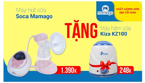 Mua máy hút sữa Soca Mamago tặng ngay máy hâm sữa kiza