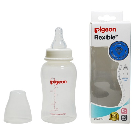 Bình sữa Pigeon PP tiêu chuẩn với núm vú silicon mềm 
