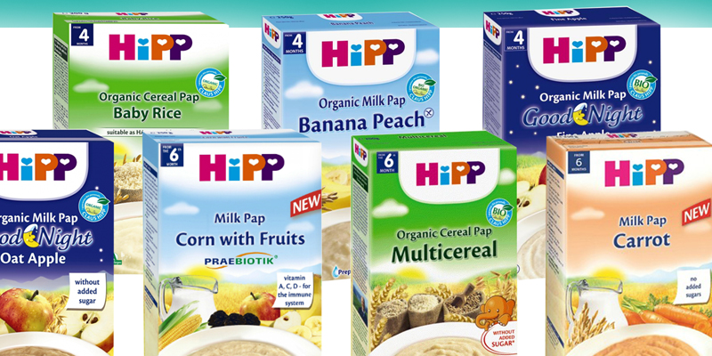 Bột ăn dặm HiPP không chứa sữa cho bé dị ứng với bột ăn dặm