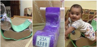 Mẹ trẻ 9x chia sẽ cách làm xe bập bênh cho con trai từ vỏ hộp sữa với chi phí chỉ 30 nghìn đồng