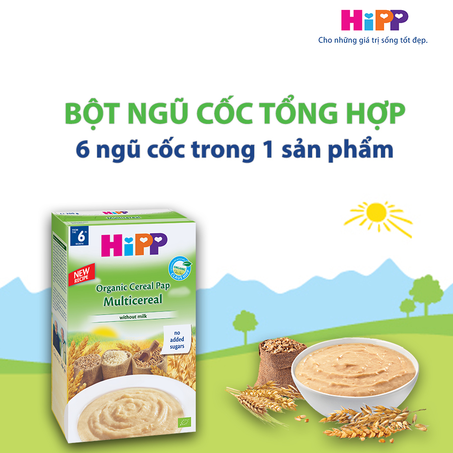 Nhóm bột ăn dặm hipp màu xanh lá