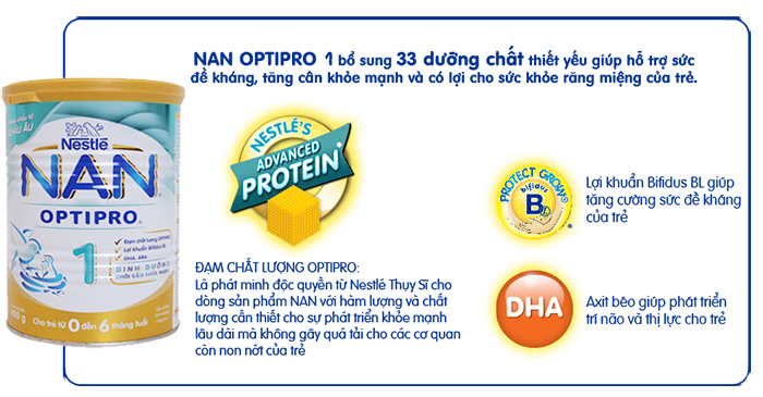 Sữa Nan Optipro giúp bé 1-3 tuổi tăng cân