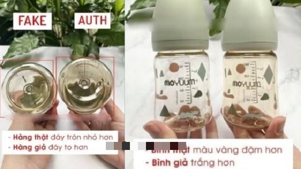 Bình sữa Moyuum có hàng giả không, phân biệt bình thật
